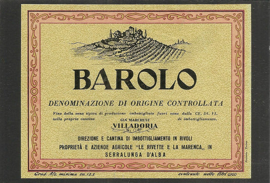 BAROLO - VILLADORIA  LE RIVETTE E LA MARENCA - ETICHETTA VINO