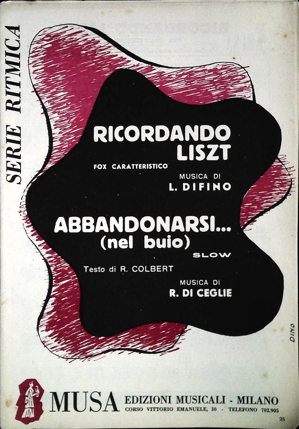 RICORDANDO LISZT. fox - ABBANDONARIS NEL BUIO.slow -SPARTITO-SHEET MUSIC