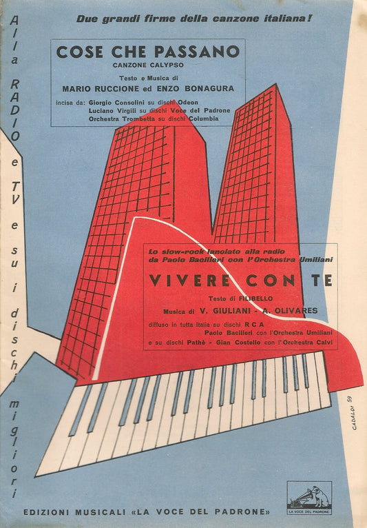 COSE CHE PASSANO - VIVERE CON TE - SPARTITO-SHEET MUSIC