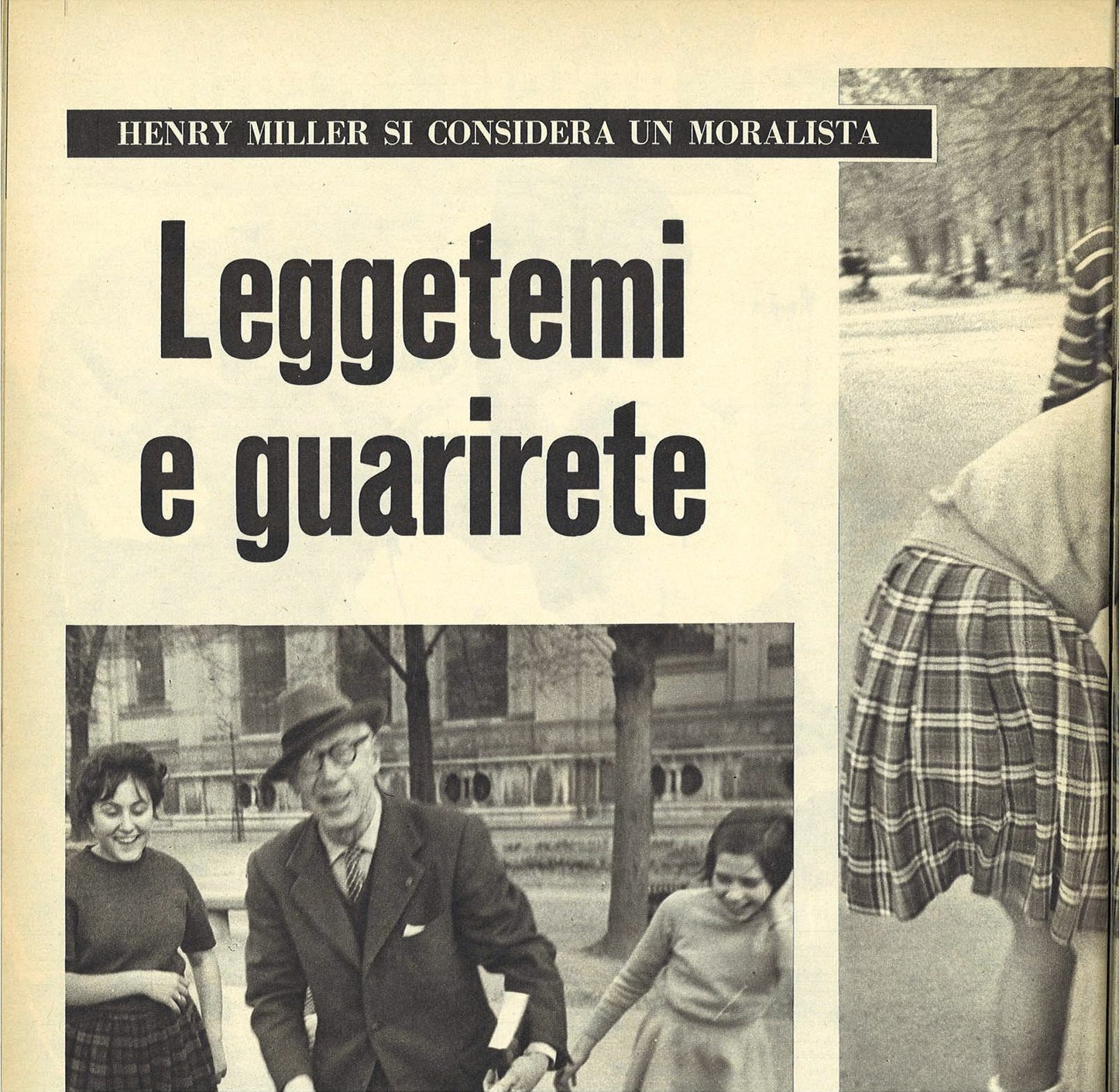 HENRY MILLER. LEGGETEMI E GUARIRETE - CLIPPING-RITAGLIO DI GIORNALE