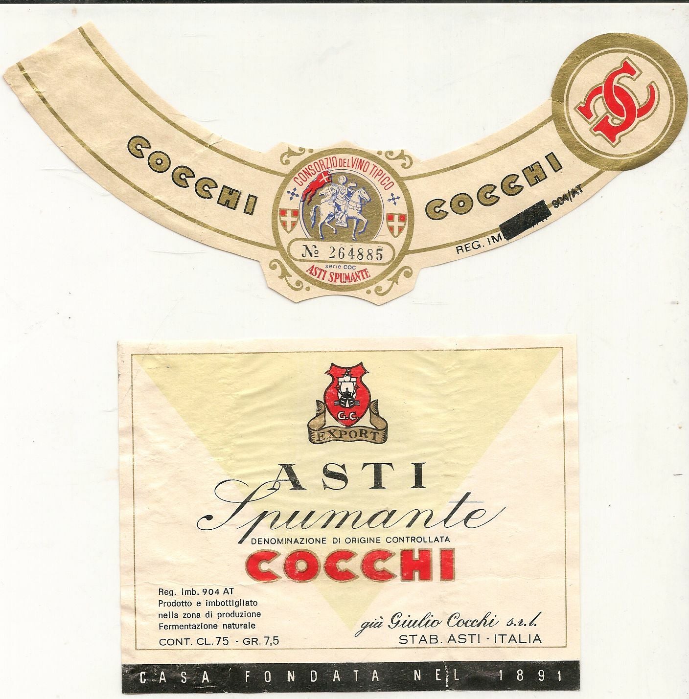 SPUMANTE COCCHI - CONSOERZIO VINO TIPICO ASTI SPUMANTE - ETICHETTA VINO