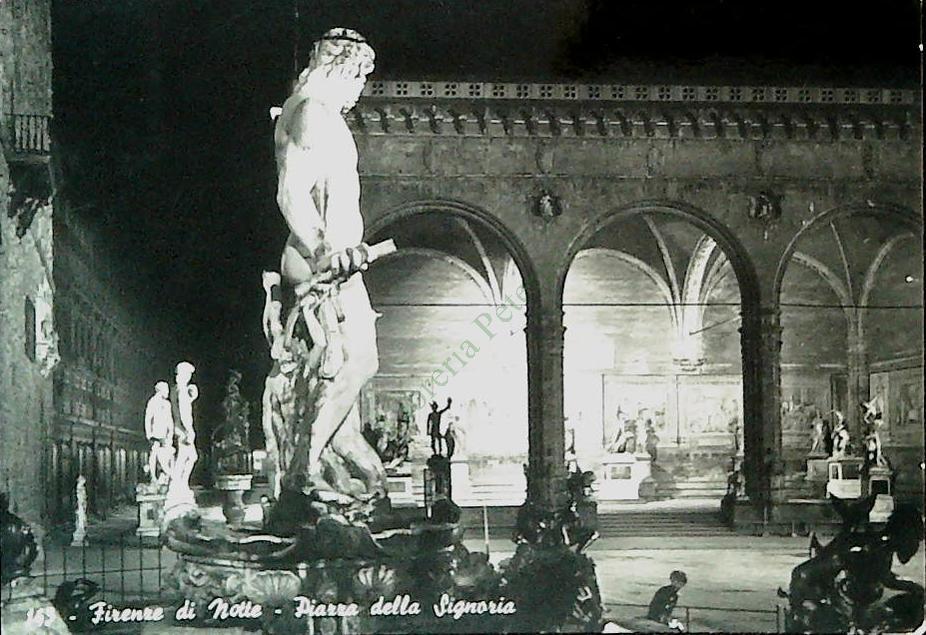 FIRENZE - PIAZZA DELLA SIGNORIA DI NOTTE - V1964