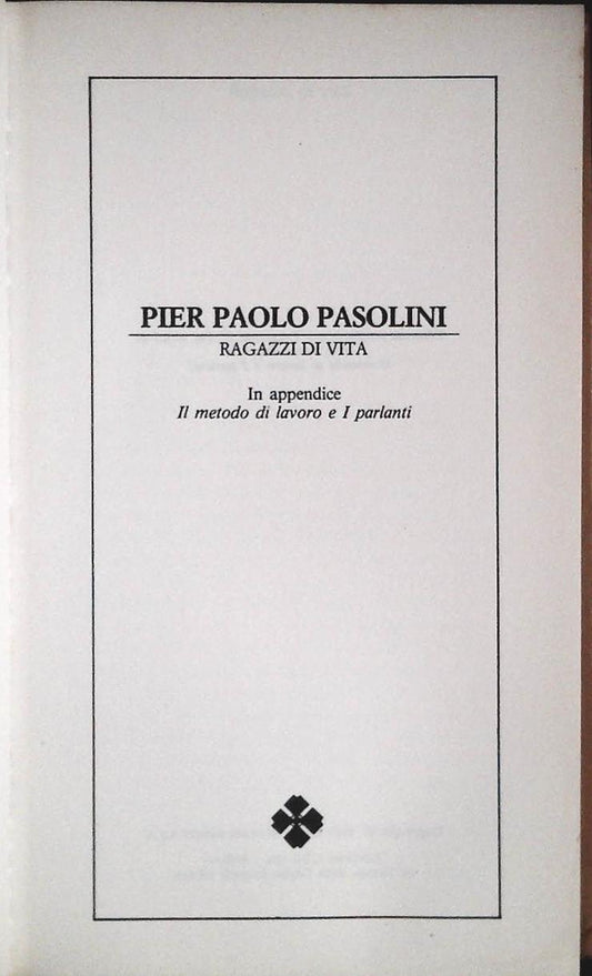 RAGAZZI DI VITA - PIER PAOLO PASOLINI - CDE 1991 - OUTLET DEL LIBRO