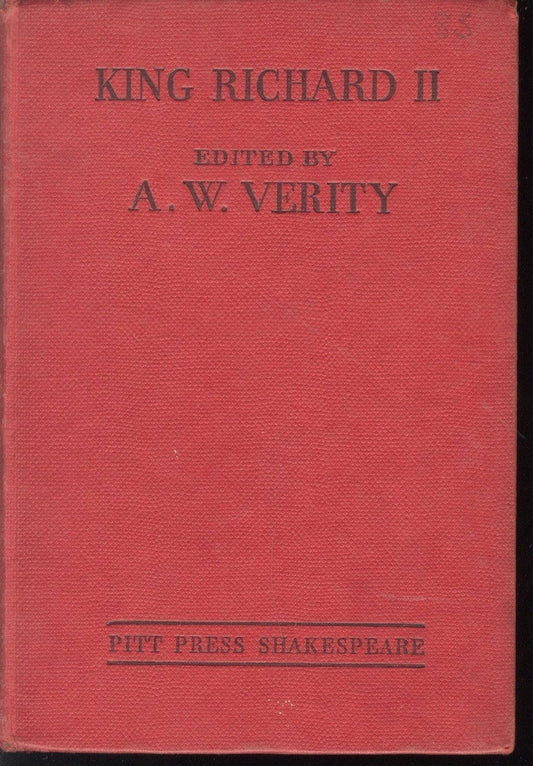 KING RICHARD II - SHAKESPEARE - EDIT A.W. VERITY 1952 (ENGLISH TEXT)
