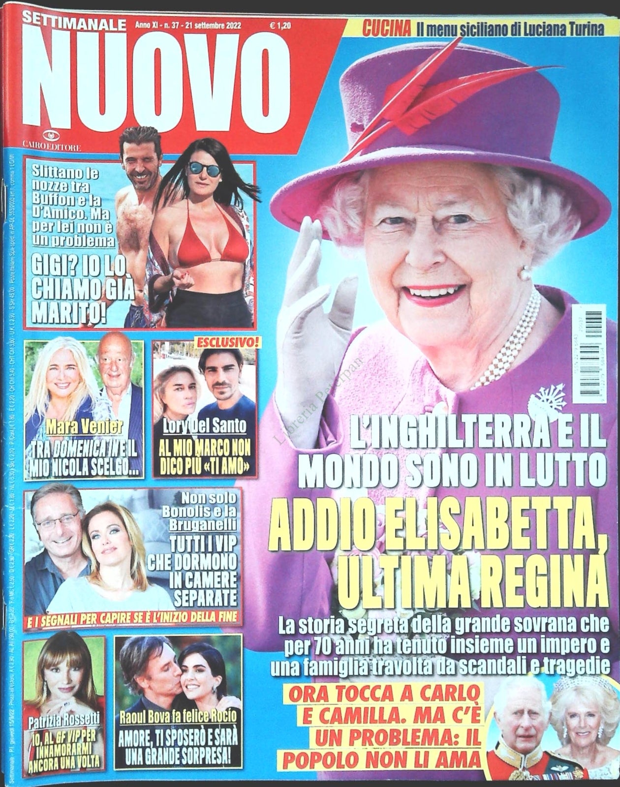 SETTIMANALE NUOVO 21 SETTEMBRE 2022 - MORTE ELISABETTA-BUFFON-OUTLET DEL LIBRO