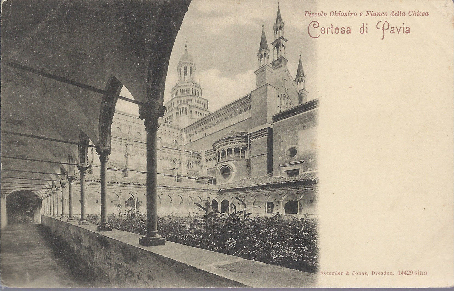 CERTOSA DI PAVIA - PICCOLO CHIOSTRO E FIANCO DELLA CHIESA - 