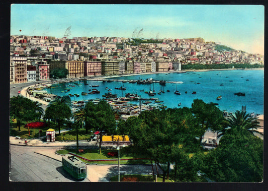 NAPOLI - PANORAMA E VIA CARACCIOLO -TRAM - V1959 - ACQUERELL