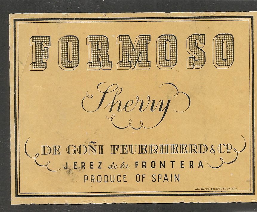 FORMOSO - SHERRY - ETICJHETTA LIQUORE