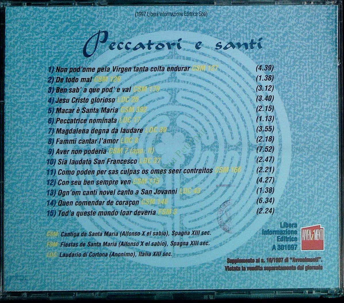 PECCATORI E SANTI - CD