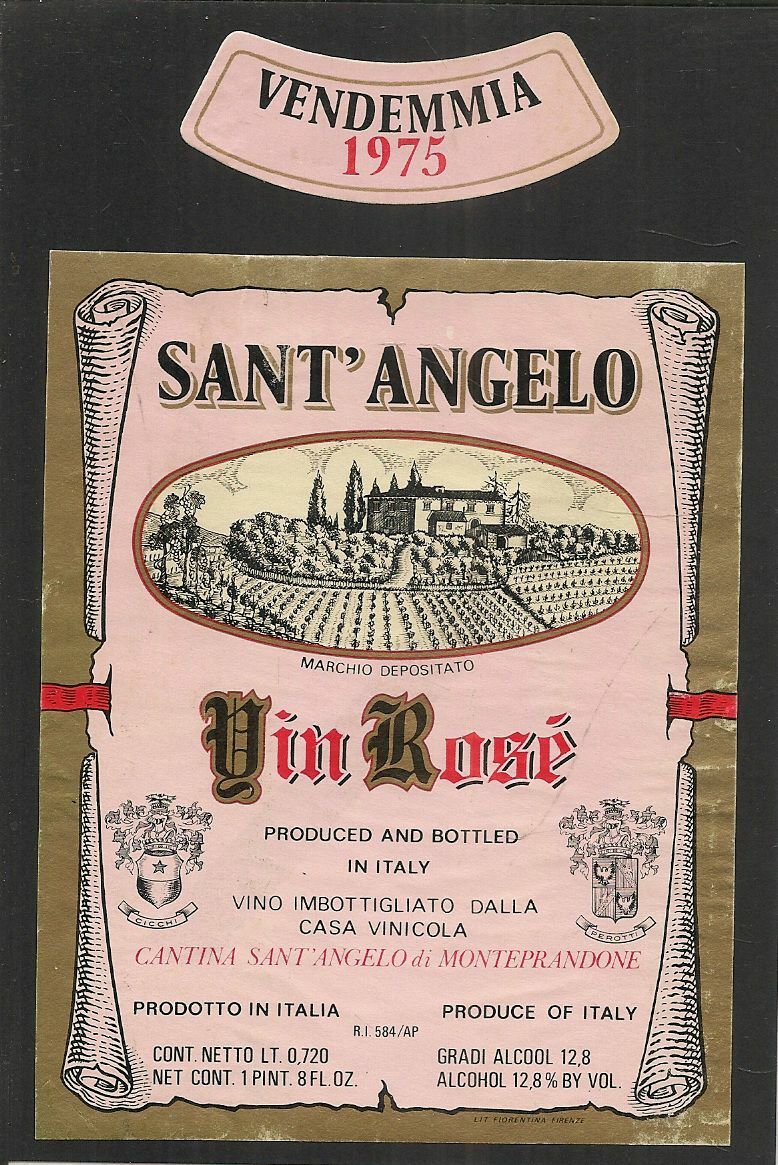 VIN ROSE' 1974 - CANTINA SANT'ANGELO DI MONTEPRANDONE - ETICHETTA VINO