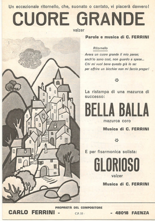 CUORE GRANDE.valzer-BALLA BALLA.mazurca-GLORIOSO.Valzer-SPARTITO-SHEET MUSIC