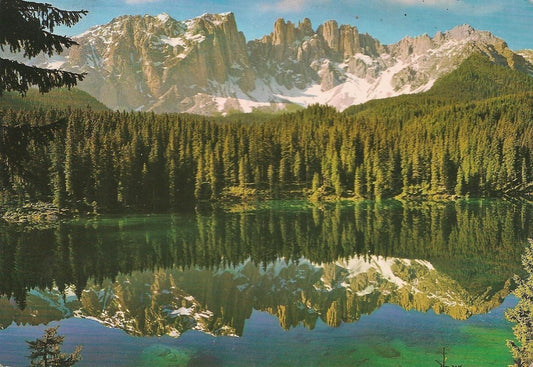 LAGO DI CAREZZA - PANORAMA - ACQUARELLATA - V1995