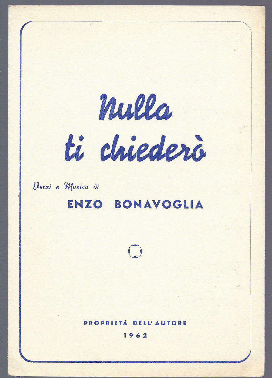 NULLA TI CHIEDERO' (Enzo Bonavoglia) # SPARTITO