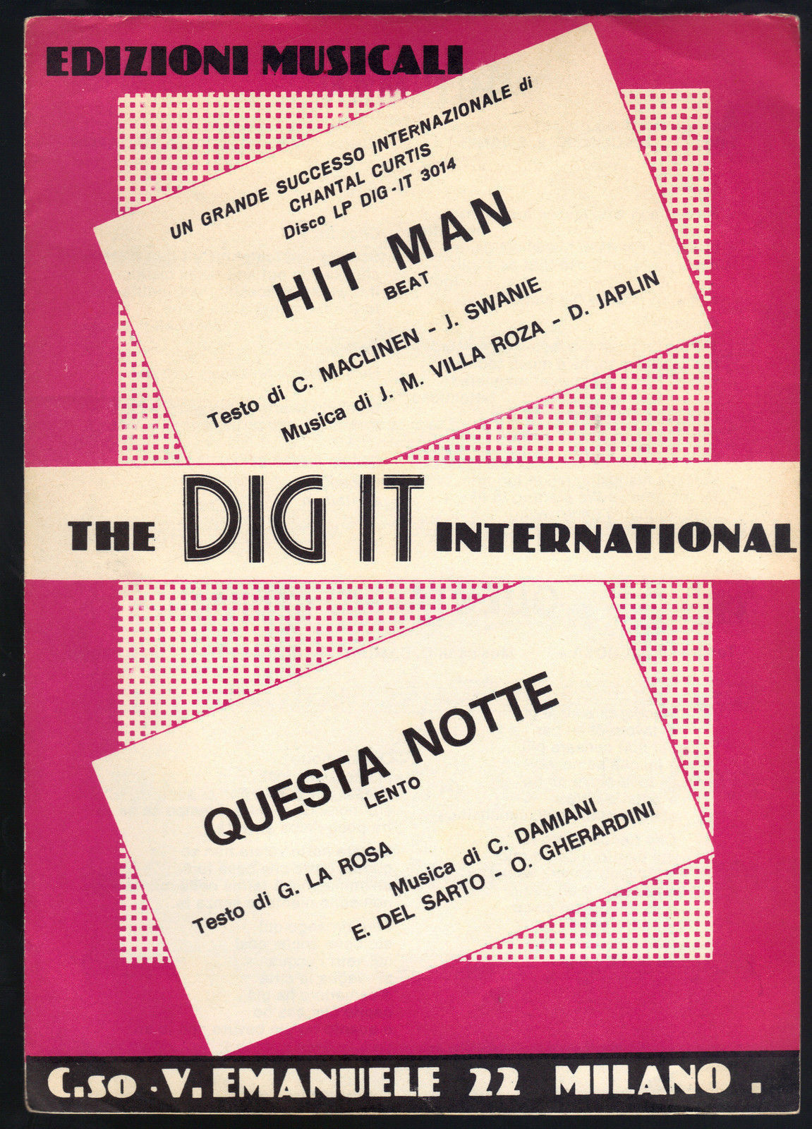 HIT MAN # VILLA ROZA, JAPLIN - QUESTA NOTTE # DAMIANI # SPARTITO