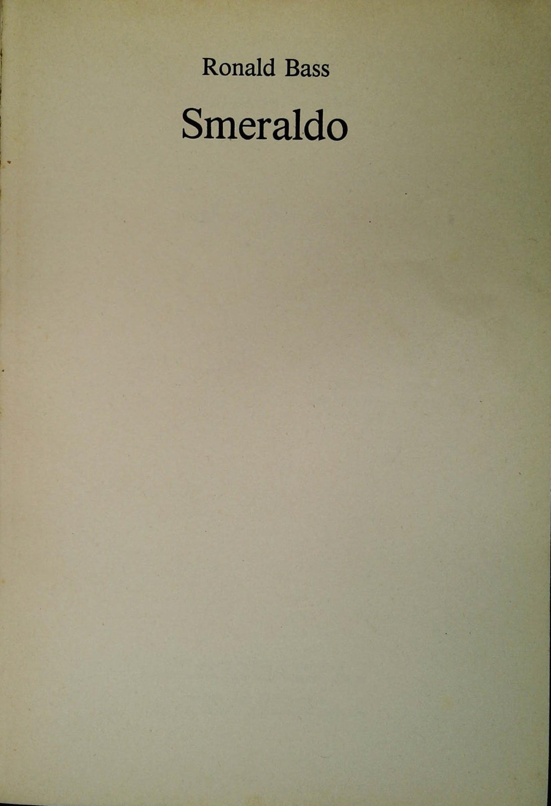 SMERALDO - RONALD BASS - ED. CDE 1984