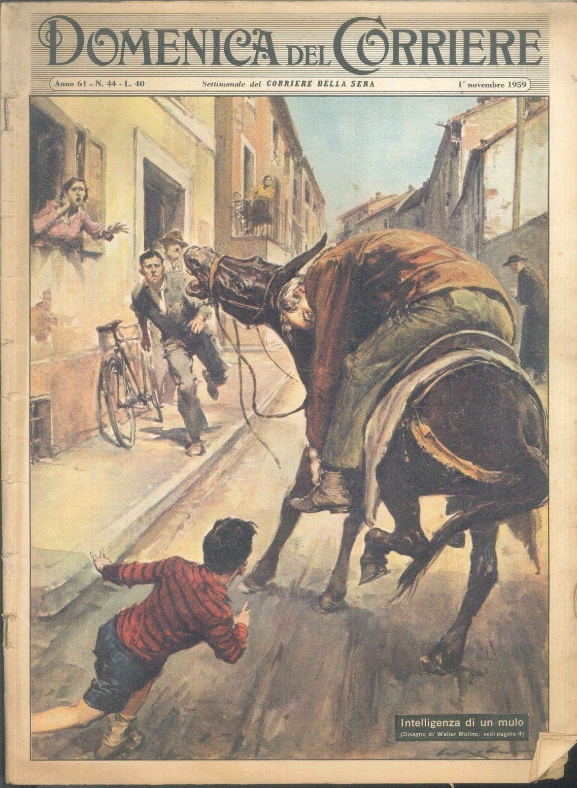 DOMENICA DEL CORRIERE N 44 -1  NOVEMBRE 1959 - ILL. WALTER MOLINO