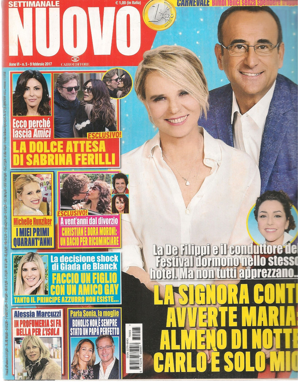 SETTIMANALE NUOVO 9 FEBBRAIO 2017 - CARL OCONTI - SABRINA FERILLI - DORA MORONI