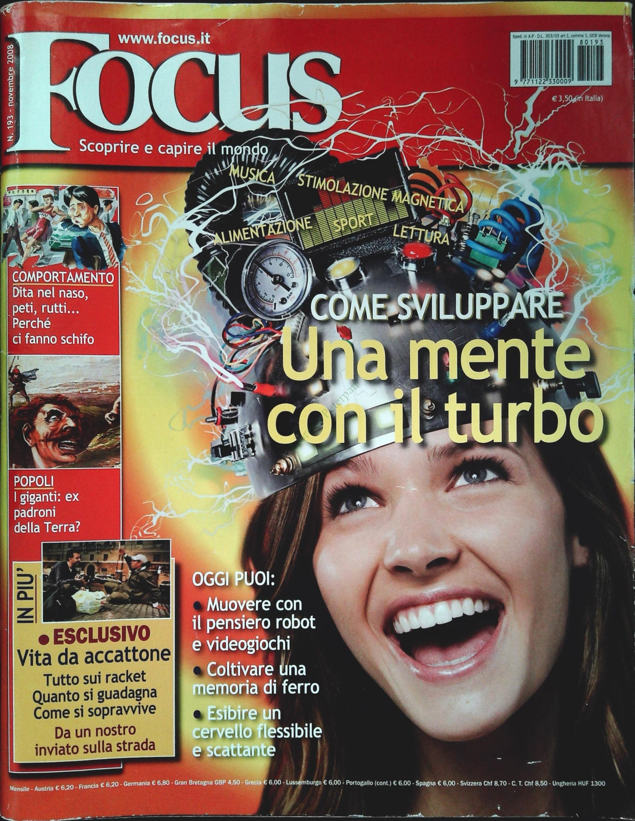 FOCUS N. 193 NOVEMBRE 2008 - COME SVILUPPARE UNA MENTE CON IL TURBO