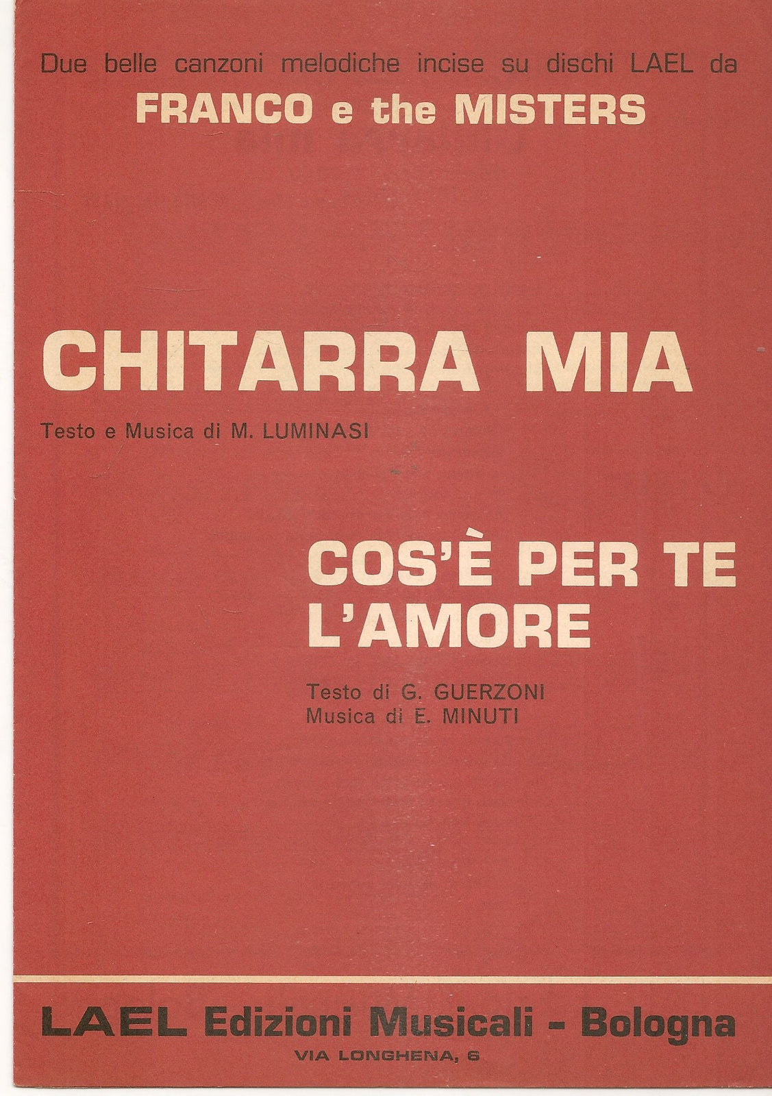 CHITARRA MIA.beguine - COS'E' PER TE L'AMORE.moderato - SPARTITO-SHEET MUSIC