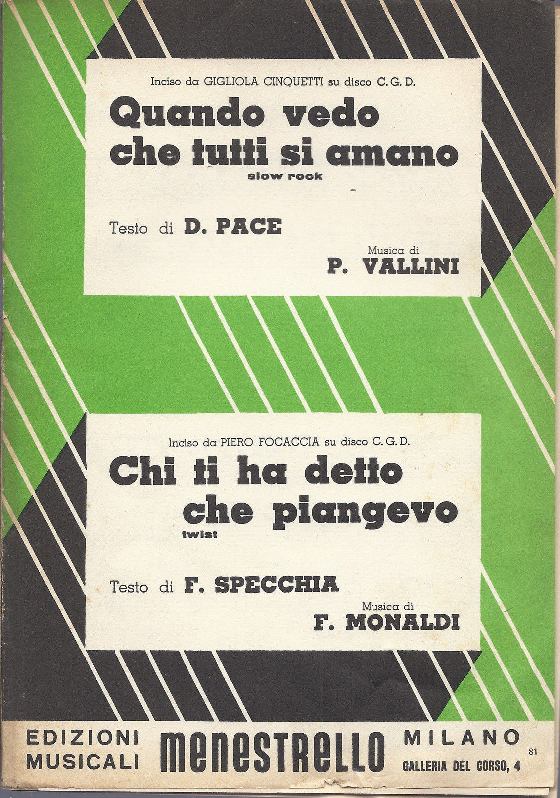 QUANDO VEDO CHE TUTTI SI AMANO - CHI TI HA DETTO CHE PIANGEVO # SPARTITO