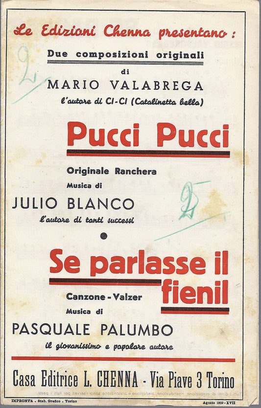 PUCCI PUCCI (Blanco) - SE PARLASSE IL FIENIL (Valabrega - Palumbo) # SPARTITO