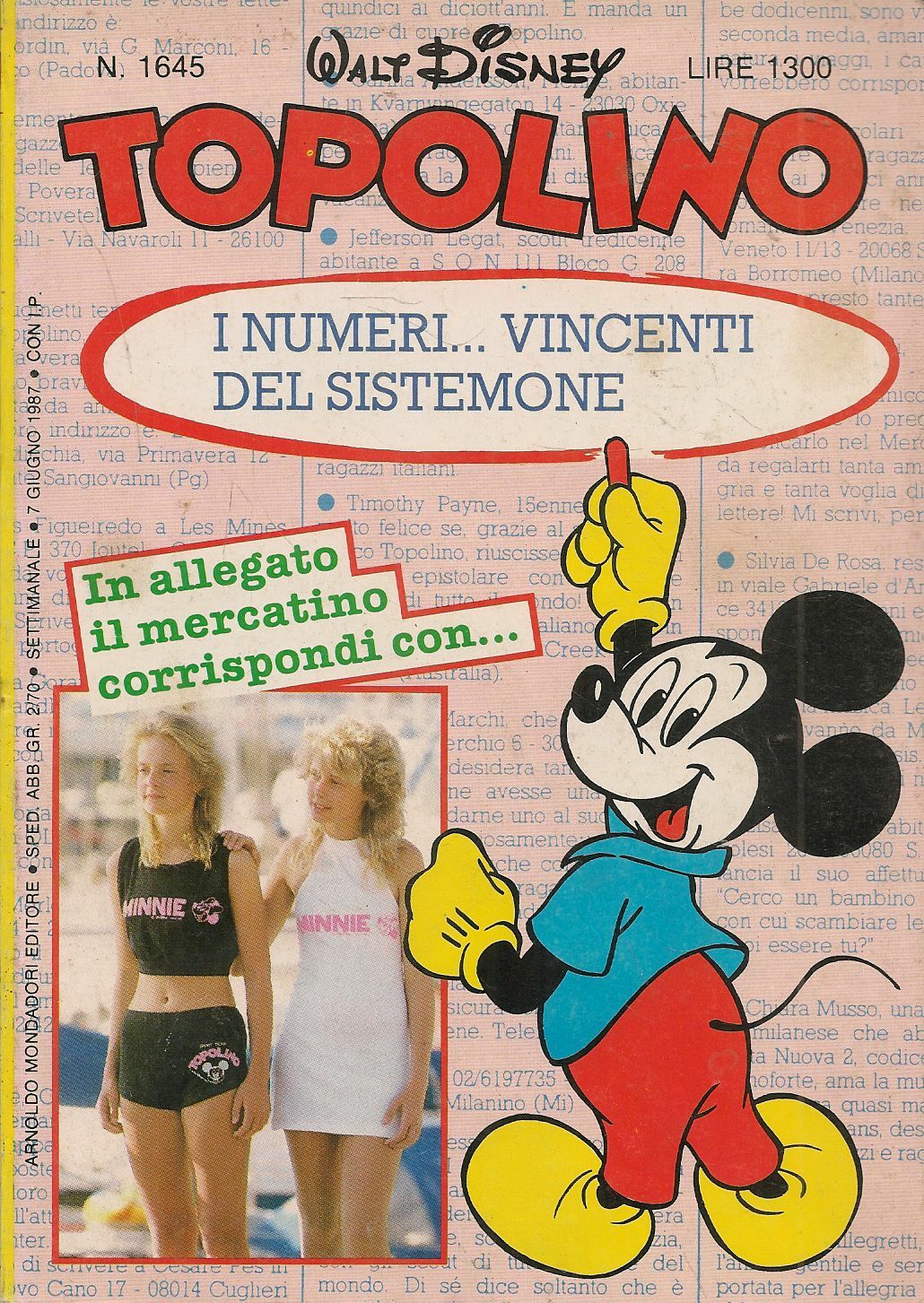 TOPOLINO N. 1645 - 7 GIUGNO 1987
