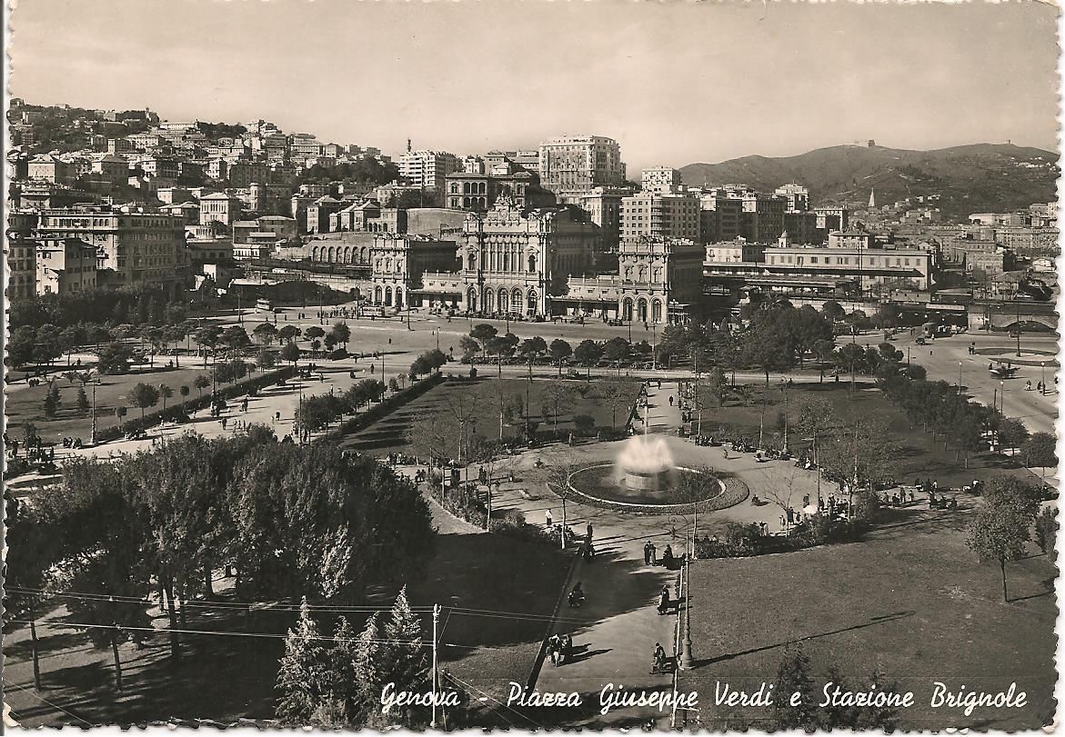 GENOVA - PIAZZA GIUSEPPE VERDI E STAZIONE BRIGNOLE - V1955