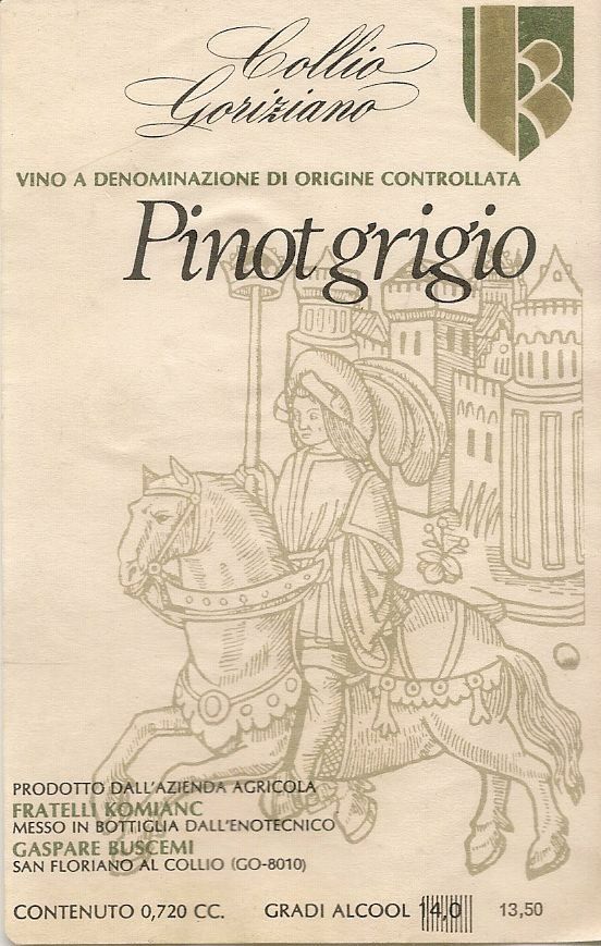 PINOT GRIGIO  COLLIO GORIZIANO - FRATELLI KOMIANC - ETCIHETTA VINO