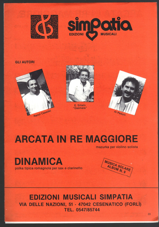ARCATA IN RE MAGGIORE - DINAMICA - MUSICA SOLARE  N. 9 - R. CASADEI - SPARTITO