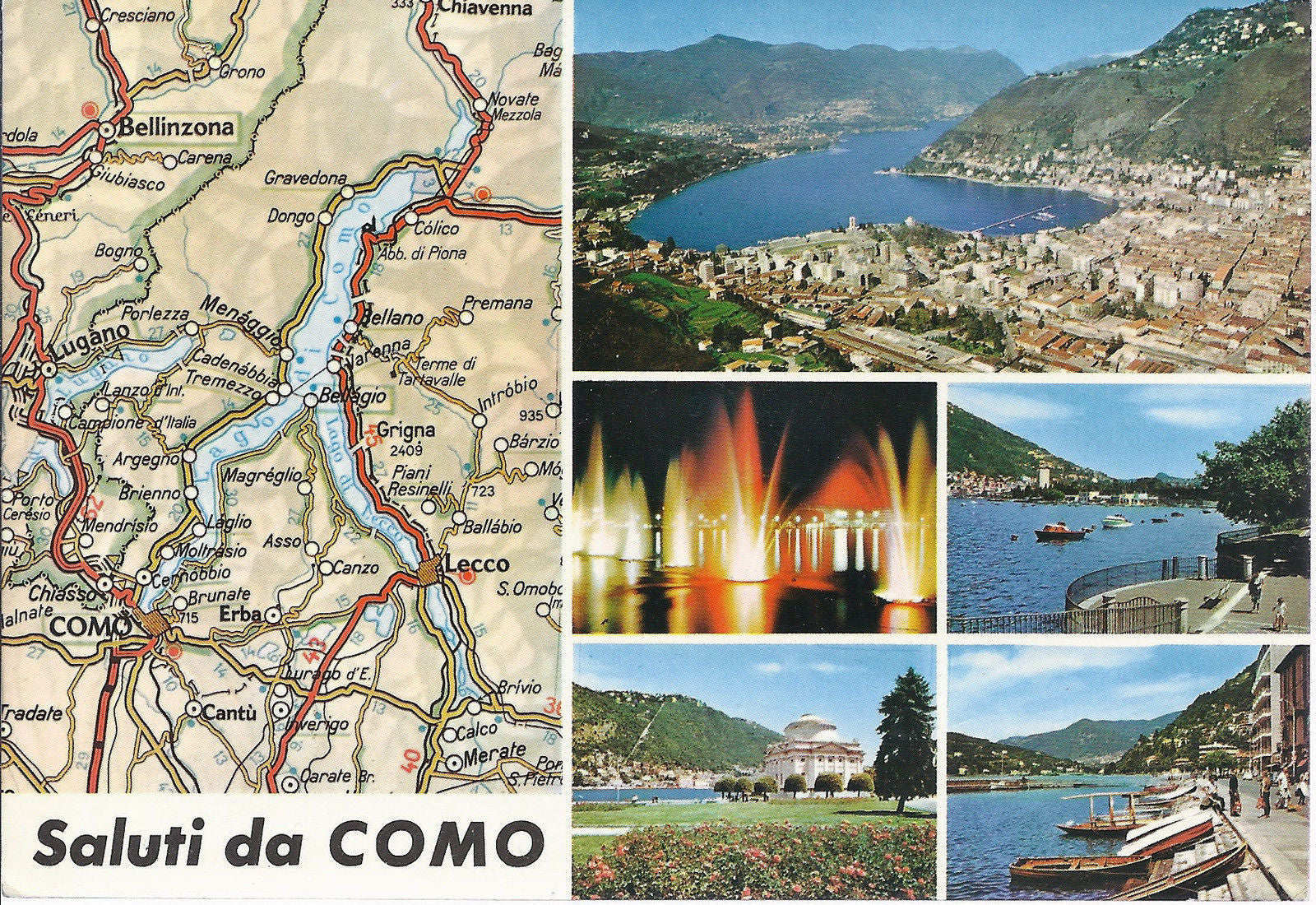 COMO - SALUTI - VEDUTINE E CARTA STRADALE - NV