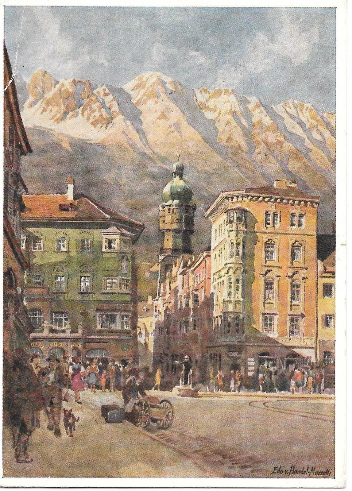 INNSBRUCK-MARIA THERESIEN STRASSE-NACH AQUARELL VON EDO V. H