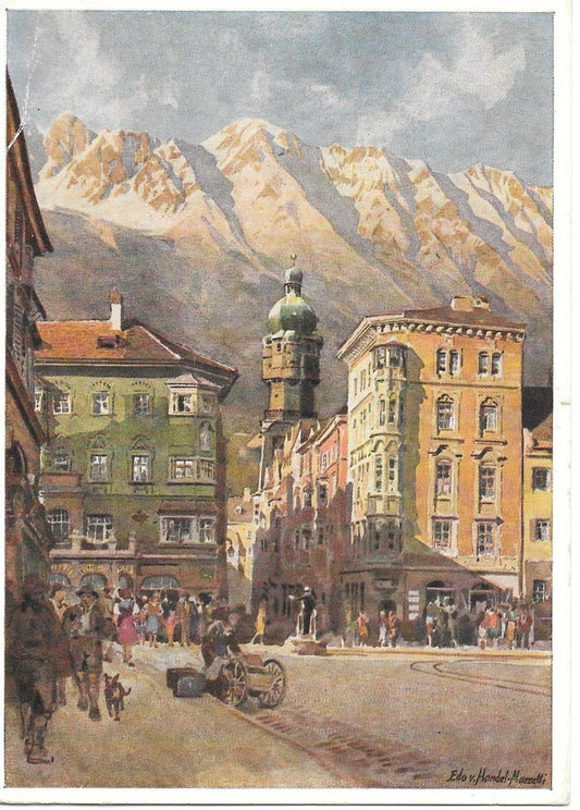 INNSBRUCK-MARIA THERESIEN STRASSE-NACH AQUARELL VON EDO V. H