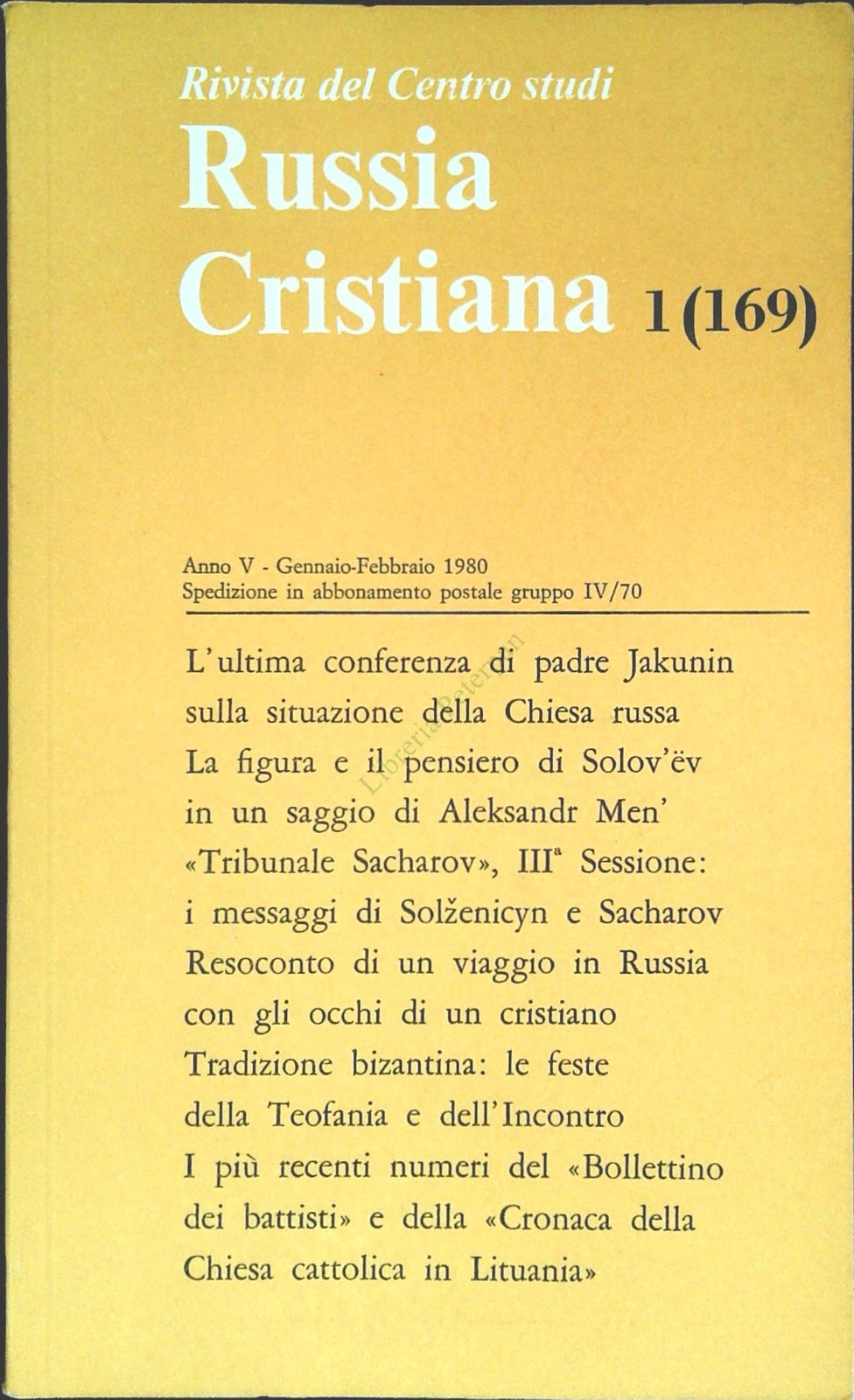 RUSSIA CRISTIANA N. 169 - GENNAIO FEBBRAIO 1980