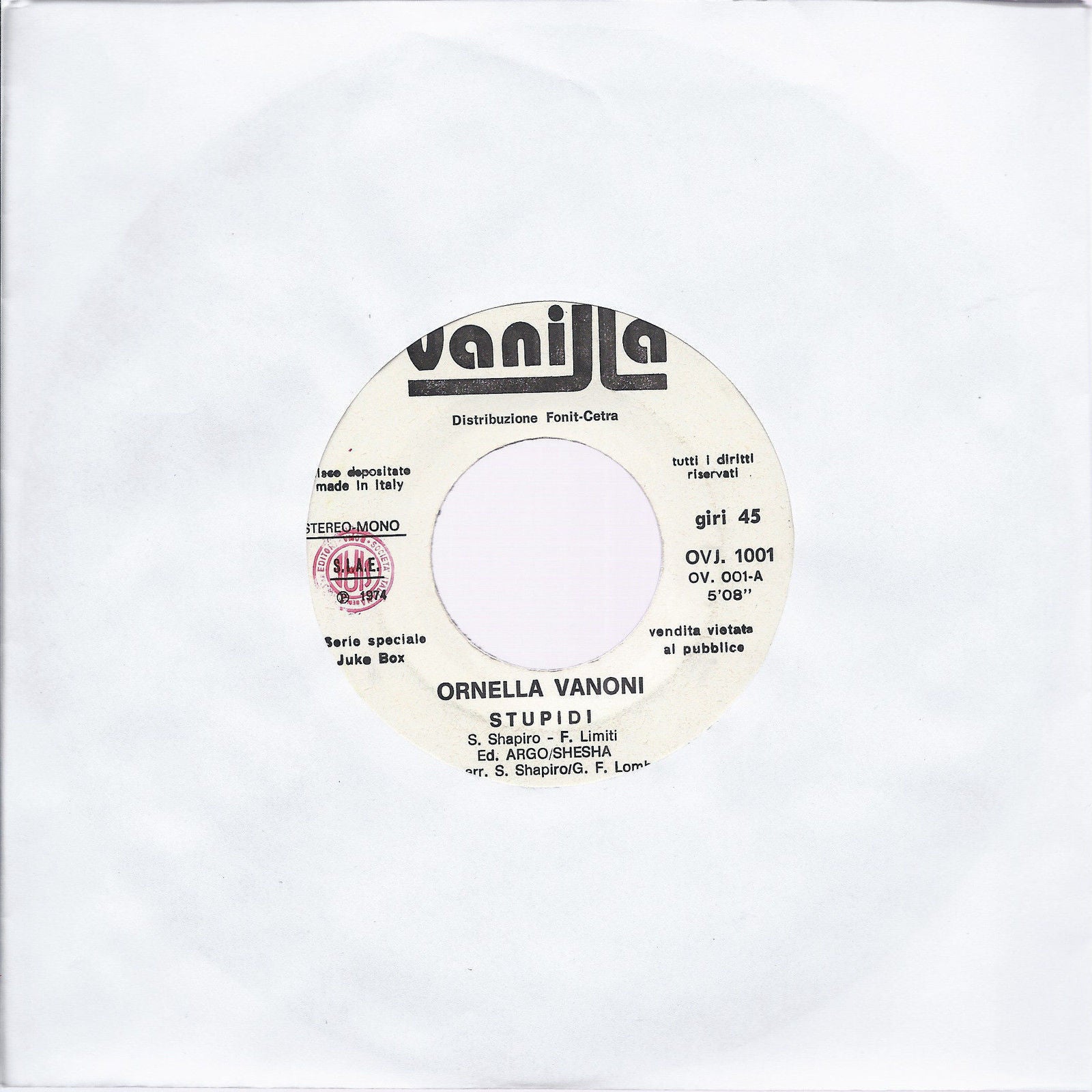 STUPIDI # ORNELLA VANONI -- CHE SETTIMANA # PAF -- Edizione per Juke Box