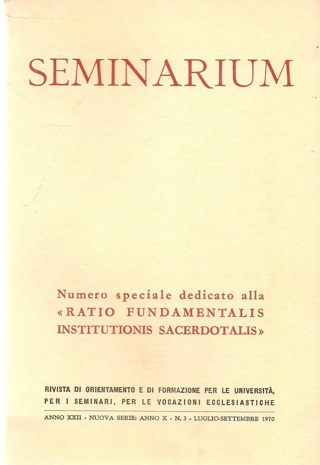 SEMINARIUM N. 3 - 970 - RATIO FUNDANEMNTALIS INSTITUTIONIS SACERDOTALIS