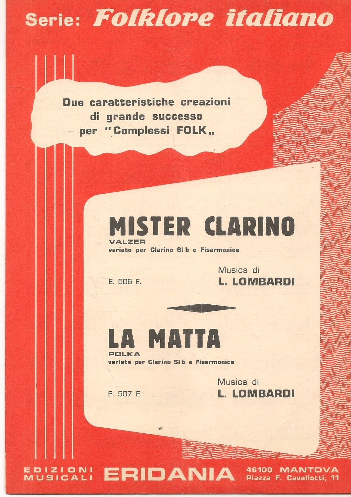 MISTER CLARINO.valzer - LA MATTA.polka - SPARTITO-SHEET MUSIC