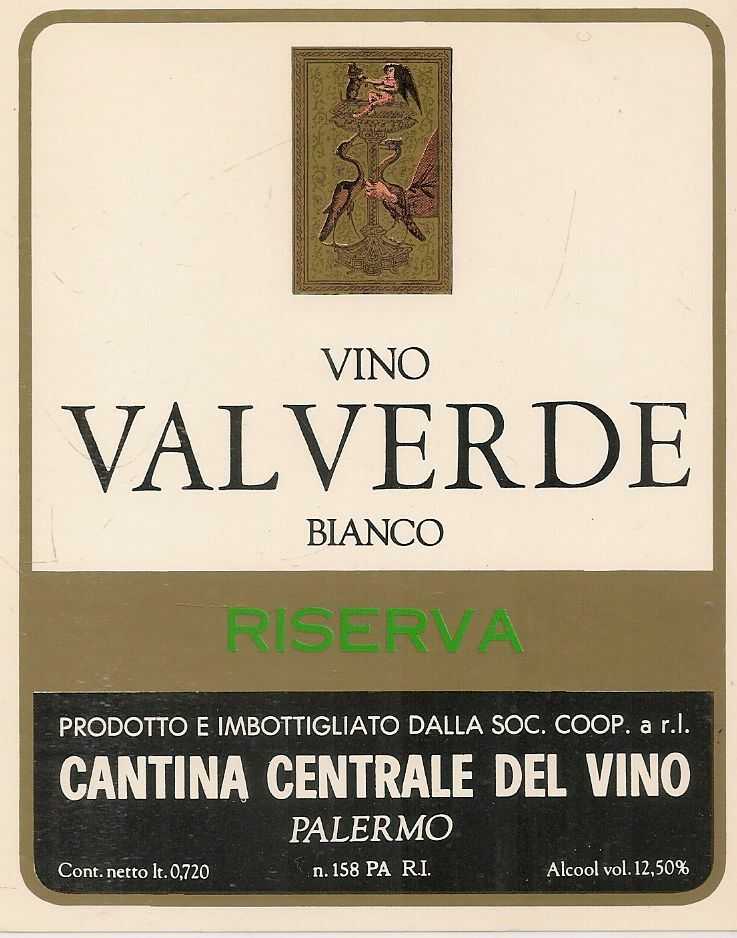 VALVERDE - CANTINA CENTRALE DI PALERMO - ETICHETTA VINO