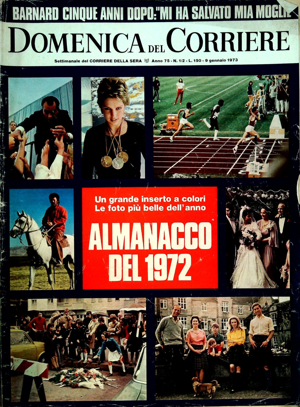 DOMENICA DEL CORRIERE 9 GENNAIO 1972 - BARNARD - ALMANACCO 1972