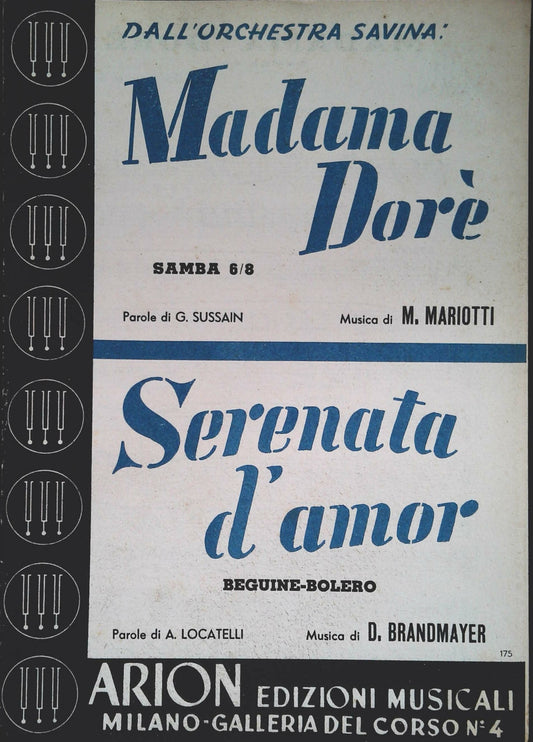 MADAMA DORE' SERENATA D'AMOR - SPARTITO SHEET MUSIC