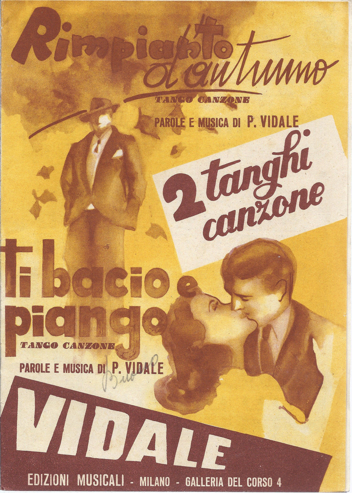 RIMPIANTO D'AUTUNNO - TI BACIO E PIANGO (P. Vidale) # SPARTITO - tanghi canzone