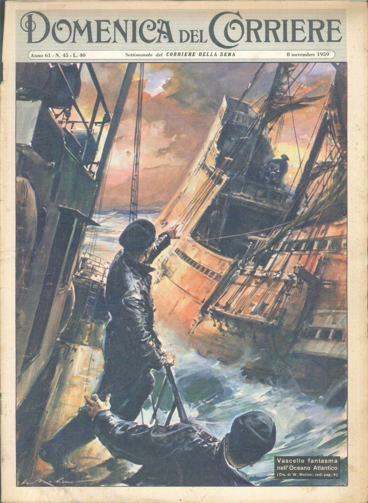 DOMENICA DEL CORRIERE N 45 - 8  NOVEMBRE 1959 - ILL. WALTER MOLINO