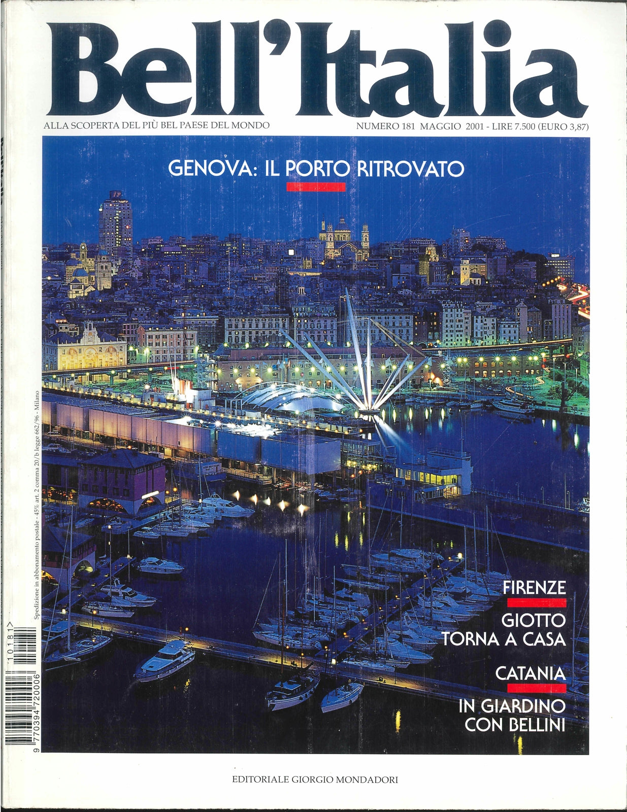 BELL'ITALIA N. 181 - MAGGIO 2001 - GENOVA IL PORTO - FIRENZE GIOTTO - CATANIA