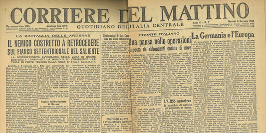 CORRIERE DEL MATTINO 9 GENNAIO 1945 - BATTAGLIA DELLE ARDENNE