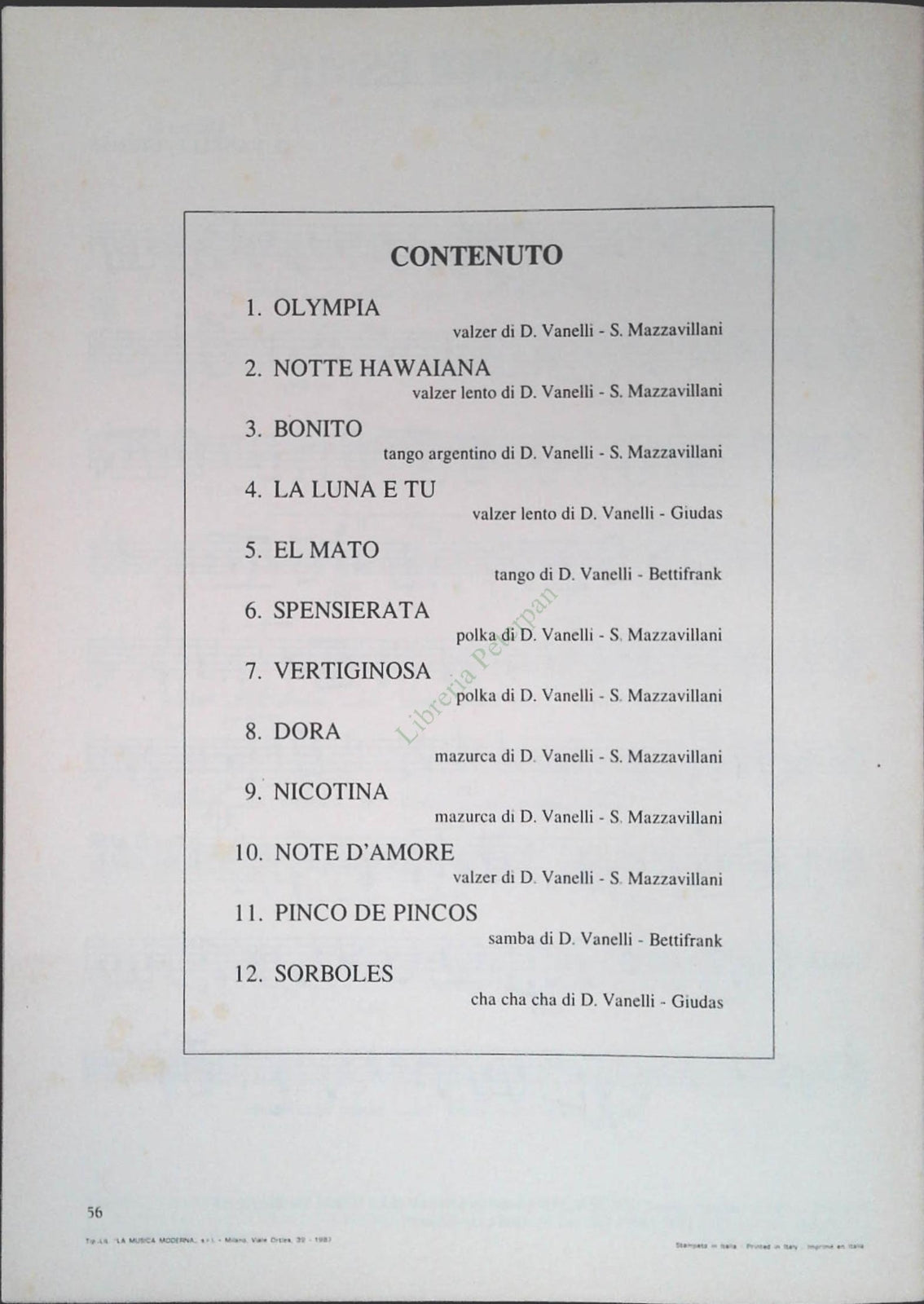 DAVIO VANELLI E AL SUA FISARMONICA - 12 BRANI - SPARTITO-SHEET MUSIC
