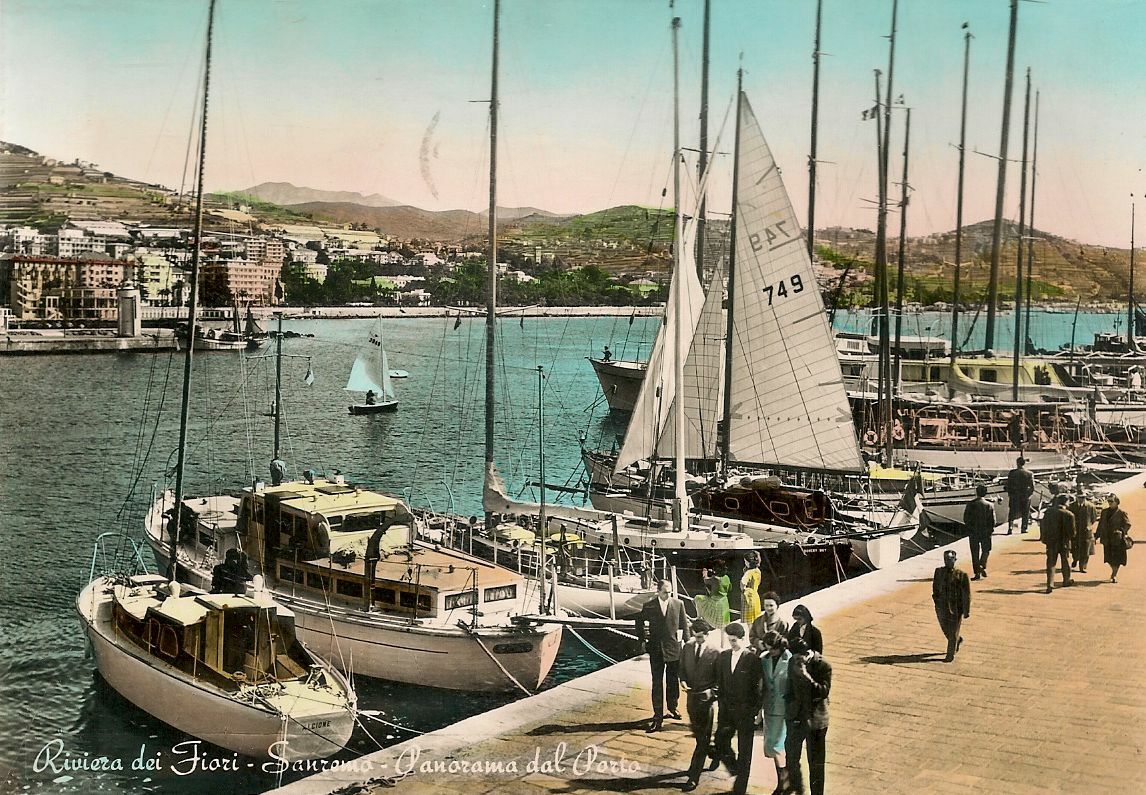 SANREMO - PANORAMA DEL PORTO - ACQUARELLATA - V1959