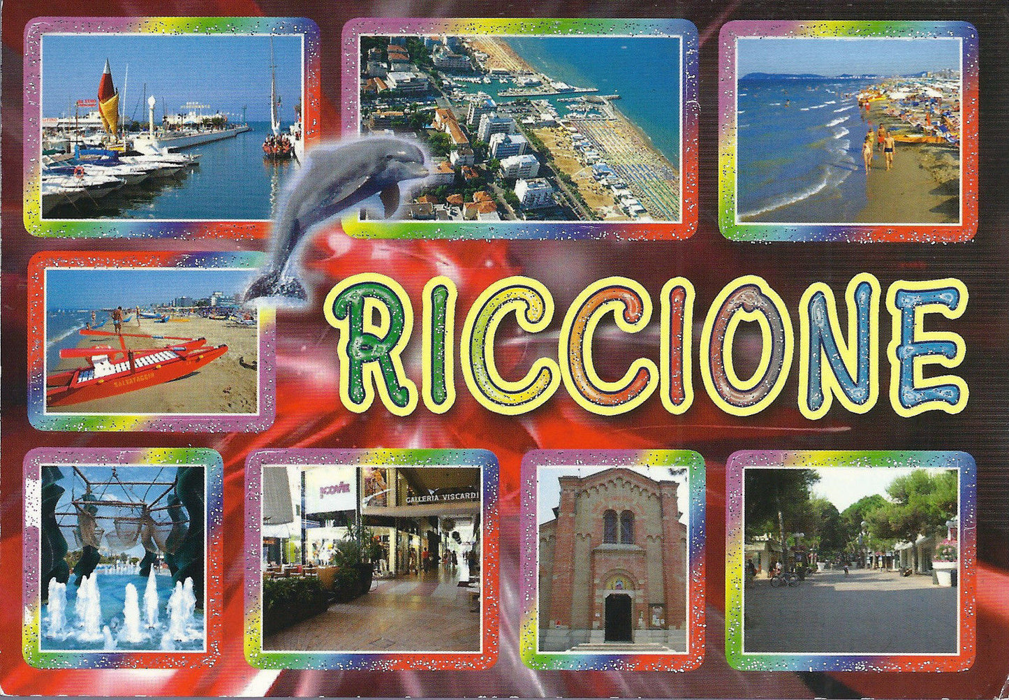 RICCIONE - 8 VEDUTINE con bordi con brillantini - V 2007 - F