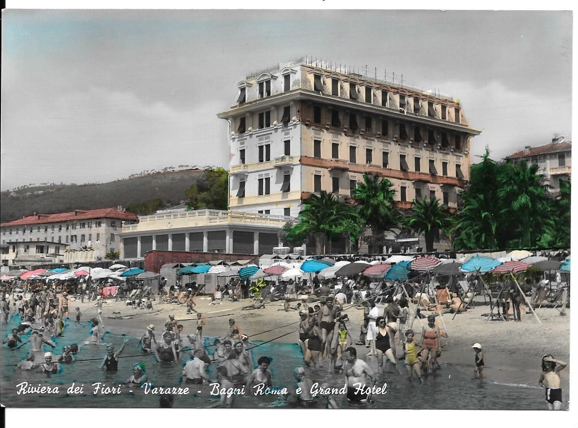 VARAZZE - BAGNI ROMA E GRAND HOTEL - V1952 - FG - ACQUARELLATA
