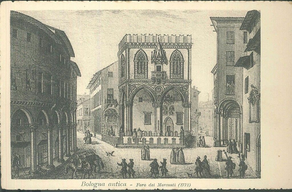 BOLOGNA ANTICA - FORO DEI MERCANTI - DISEGNATA - NV