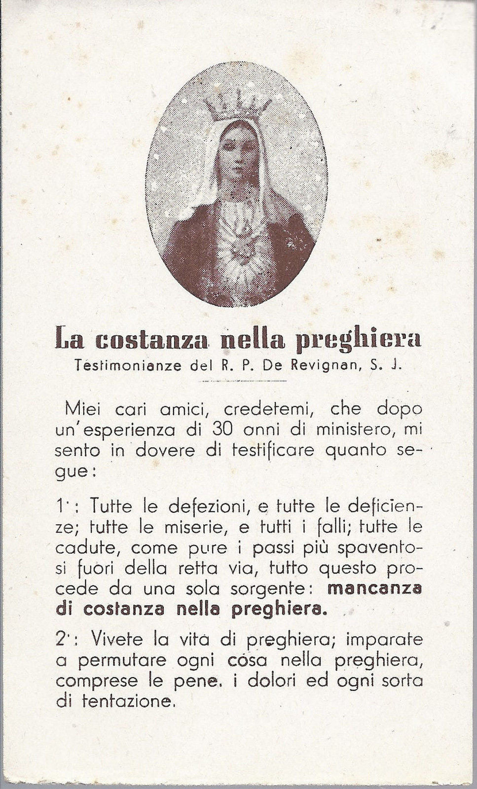 LA COSTANZA NELLA PREGHIERA - R. P. DE REVIGNAN, S. J. - SAN
