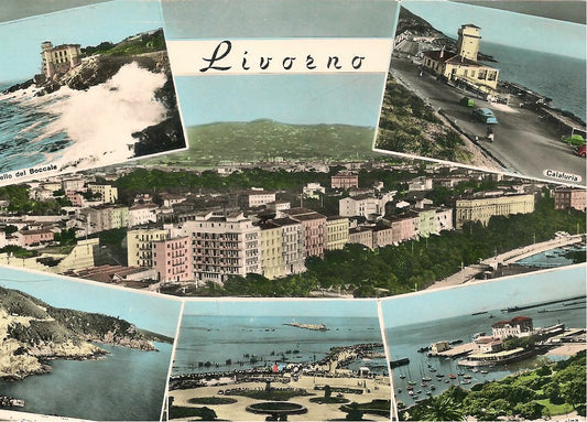 LIVORNO - SEI VEDUTE - ACQURELLATA - V1959